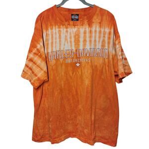 Harley-Davidson Vintage mens L Tie Dye graphic print tee motorcycles Y2K orange